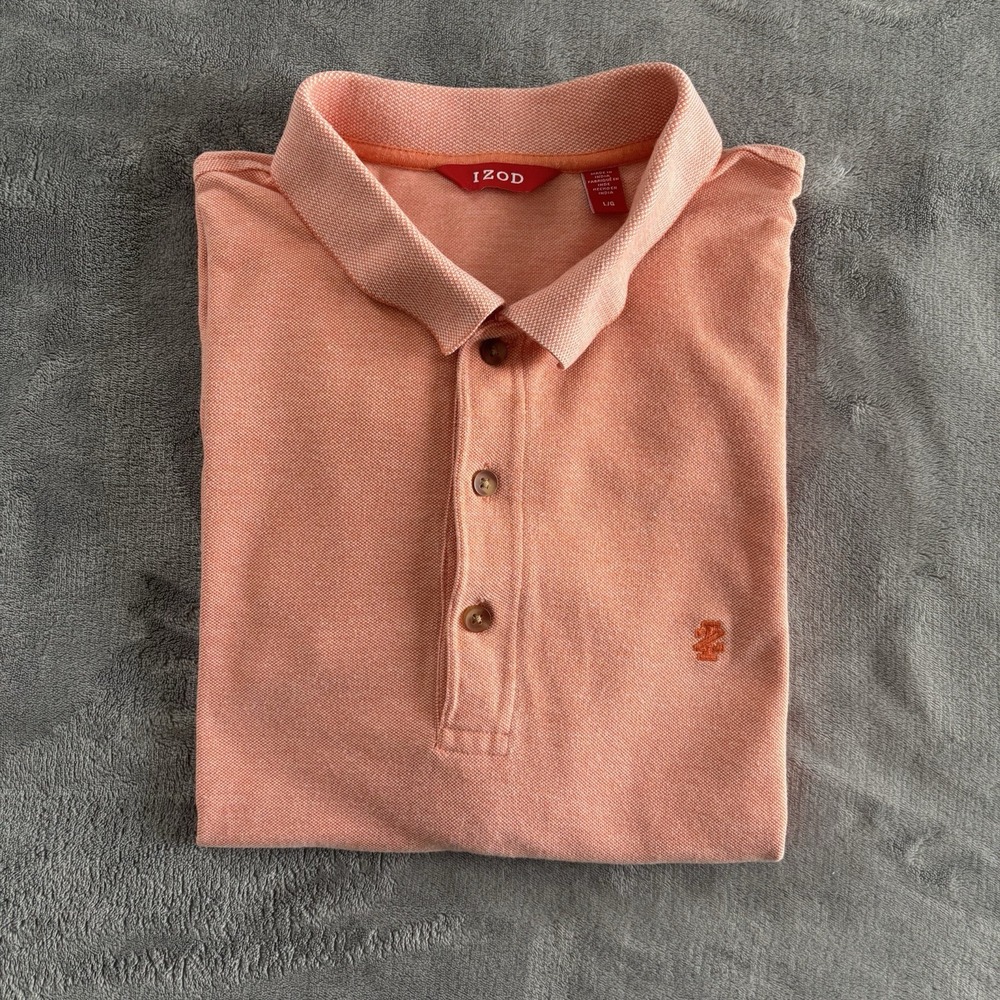 IZOD Men's Coral Polo Shirt Short Sleeve Casual Collared‎ Golf Shirt Large
